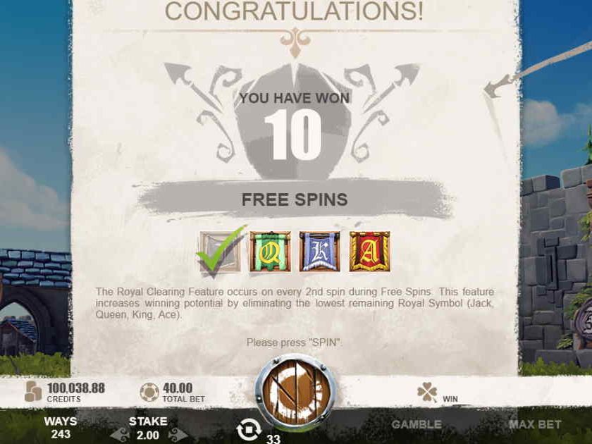 Бесплатные вращения в слоте Robin of Sherwood